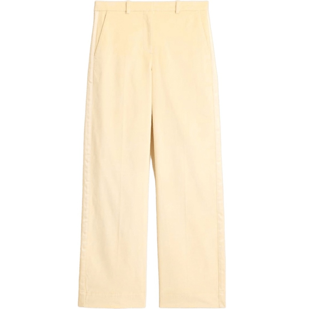 Butter Yellow Wide-Leg Velvet Trousers